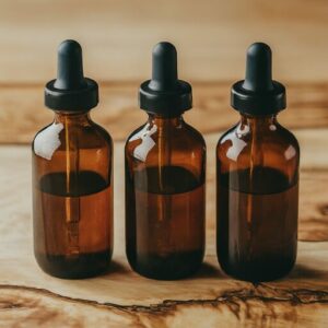 three honey bee propolis tincture dropper bottles